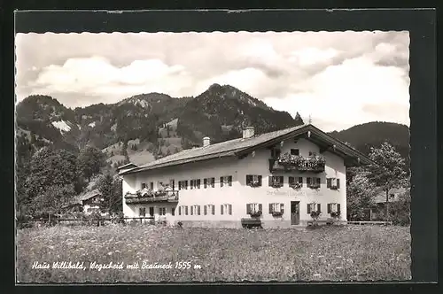 AK Wegscheid, am Haus Willibald mit Blick auf Brauneck