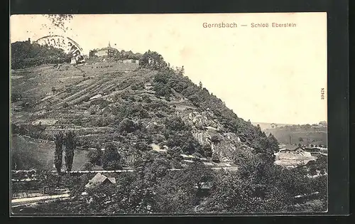 AK Gernsbach, Blick hinauf auf Schloss Eberstein