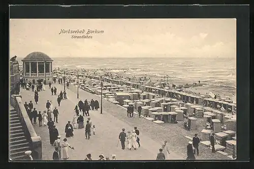 AK Borkum a.d. Nordsee, Pavillon und Strandleben