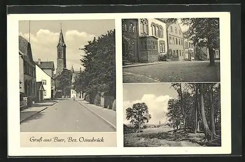 AK Buer, auf der Strasse zur Kirche hin, Häuser am Stadtplatz