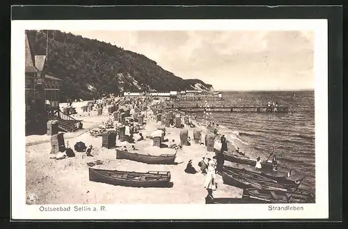 AK Sellin a. Rügen, Strandleben mit Strandkörben