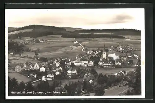 AK Schonach im Schwarzwald, Generalansicht der Ortschaft, Blick auf die Kirche