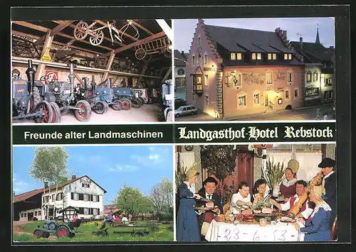 AK Stühlingen, Landgasthof Hotel rebstock, AUssenansicht, in der Gaststube, Landmaschinen