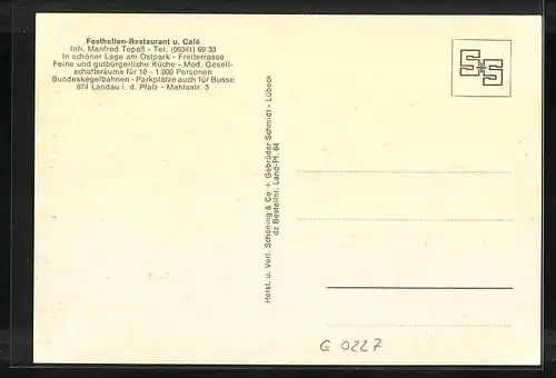 AK Landau i.d. Pfalz, Festhallen Restaurant und Cafe, in der Gaststube