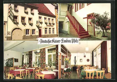 AK Landau i.d. Pfalz, Gasthaus Deutscher Kaiser, in der Gaststube, Treppenaufgang