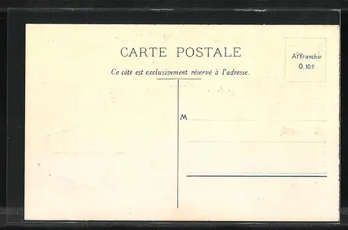 Präge-Lithographie Briefmarken von Frankreich verschiedener Werte, Kranz mit Gold verziert, von Fahnen eingerahmt