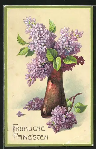 Präge-AK Pfingsten, Blumenstrauss in einer Vase