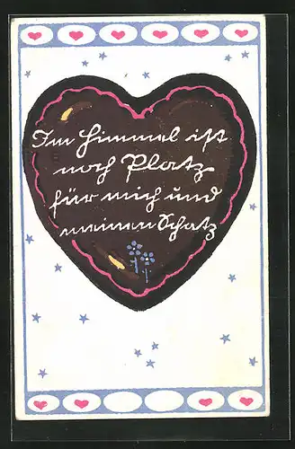 AK Lebkuchen, Herzform mit Liebesbotschaft