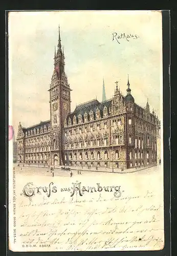 Lithographie Halt gegen das Licht, Hamburg, vor dem Rathaus