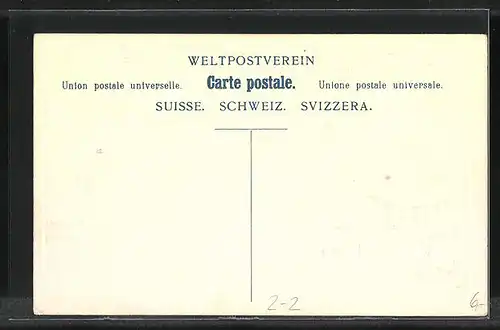 Präge-Lithographie Briefmarken mit verschiedenen Werten, Postkutsche und schweizer Wappen