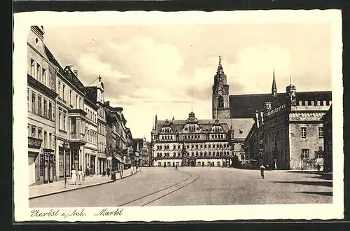 AK Zerbst i. Anh., Rathaus am Marktplatz