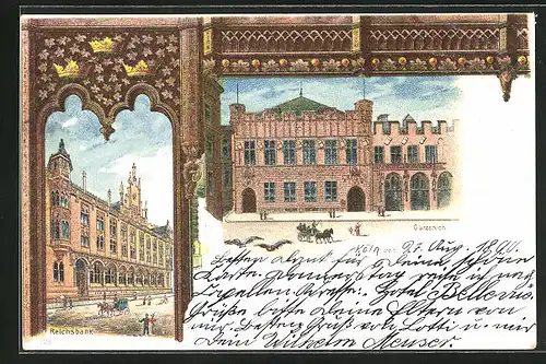 Lithographie Köln, Gürzenich, die Reichsbank