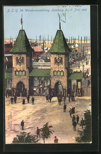 AK Hamburg, 24. Wander-Ausstellung der DLG 1910, Haupteingang