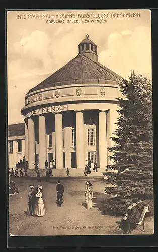 AK Dresden, Internationale Hygiene-Ausstellung 1906, Populäre Halle Der Mensch