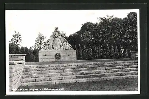 AK Kevelaer, Marienpark mit Kriegerehrenmal