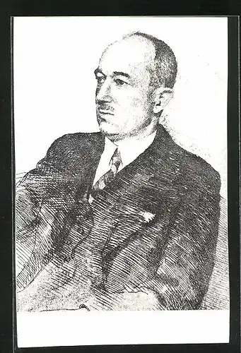 Künstler-AK Präsident der Tschechoslowakei Edvard Benes