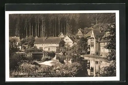 AK Unterreichenbach / Schwarzwald, Partie an der Nagold