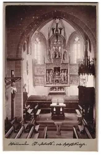 Fotografie unbekannter Fotograf, Ansicht Winnenden, Inneres der Schlosskirche St. Jakobus mit Holzaltar