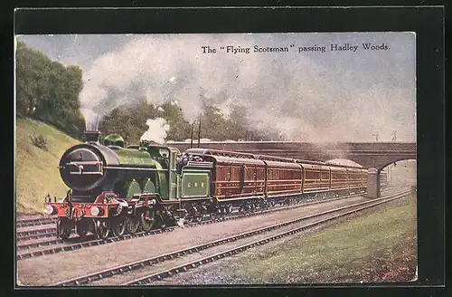 AK The Flying Scotsman passing Hadley Woods, englische Eisenbahn