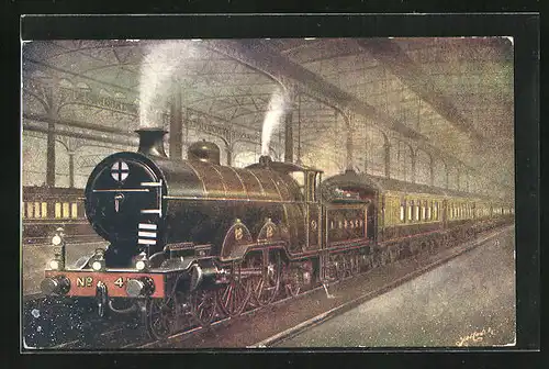 AK LBSCR 41 at Victoria Station, englische Eisenbahn im Bahnhof