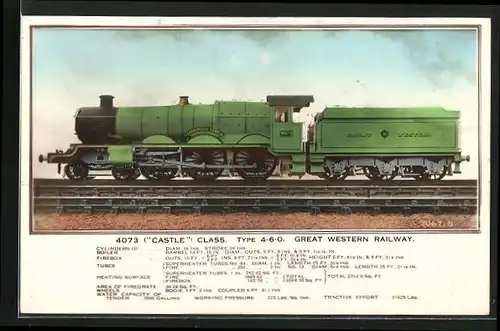 AK 4073 Castle Class Type 4-6-0, Great Western Rly., englische Eisenbahn