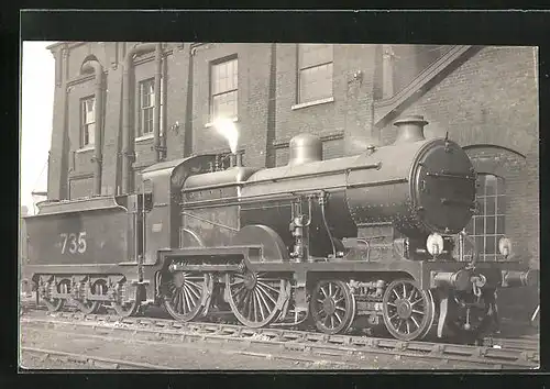 AK Lokomotive am Bahnhof, englische Eisenbahn