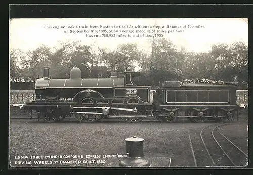 AK Three Cylinder Compound Express Engine No.1306, L&NW Rly., englische Eisenbahn