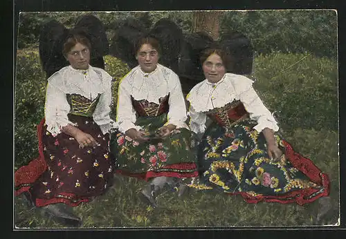 AK Drei Frauen in elsass-lothringischer Tracht