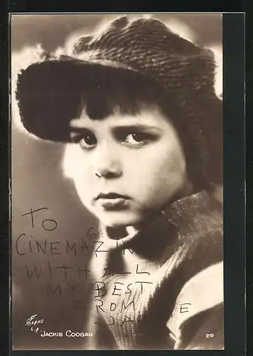 AK Schauspieler Jackie Coogan mit Mütze