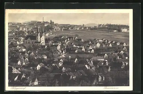 AK Filippsdorf, Panorama mit Kirche