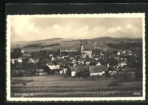 AK Kratzau i. B., Ortsansicht mit Kirche
