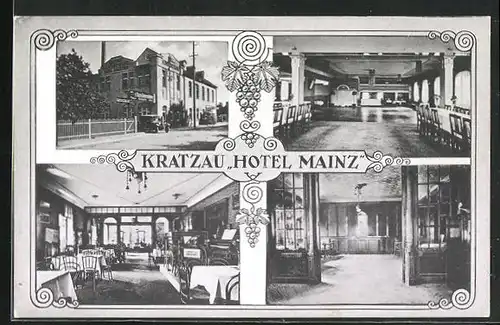 AK Kratzau, Hotel Mainz, Innenansichten
