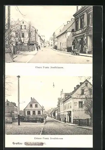 AK Grottau / Hradek Nad Nisou, Untere und obere Franz Josefstrasse