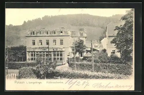 AK Polaun /Isergebirge, Gasthaus Hüttenschenke