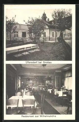 AK Ullersdorf, Restaurant Wilhelmshöhe, Innenansicht, Garten