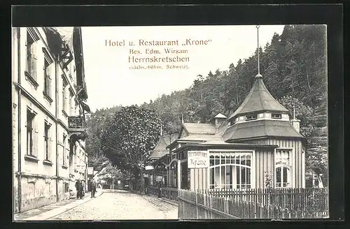 AK Herrnskretschen / Hrensko, Hotel Restaurant Krone