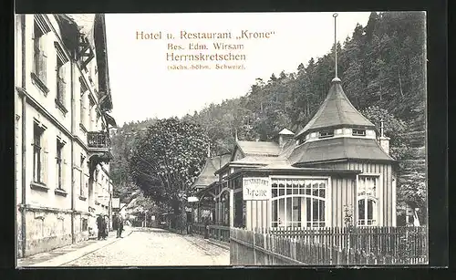 AK Herrnskretschen / Hrensko, Hotel Restaurant Krone