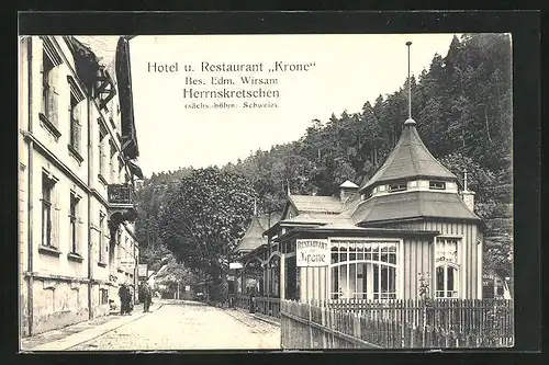 AK Herrnskretschen / Hrensko, Hotel Restaurant Krone