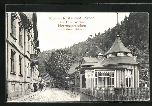 AK Herrnskretschen / Hrensko, Hotel Restaurant Krone