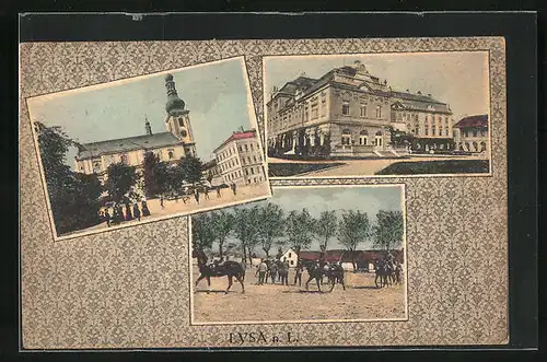 AK Lissa / Lysa, Kirche, grosses Gebäude, Gestüt