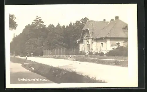 AK Schibschina, Strassenpartie am Forsthaus