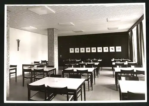 Fotografie Walter Späth, Söcking, Ansicht München, Hanebergstrasse 8, Speisesaal im Kolpinghaus