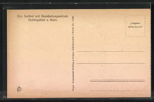 AK Heidingsfeld a. Main, Schlafsaal des Erz. Institut und Haushaltungsschule