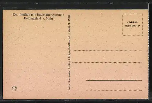 AK Heidingsfeld, Gartenhaus im Erz. Institut und Haushaltungsschule