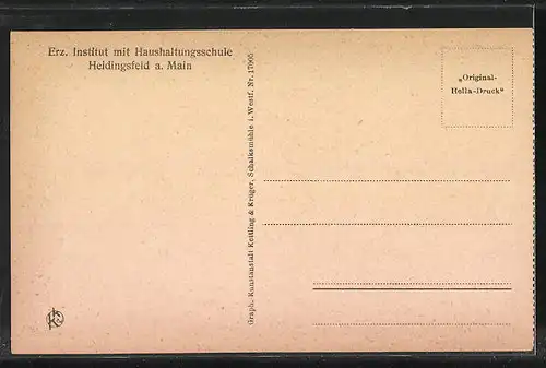 AK Heidingsfeld, Mädchen beim Nähen im Handarbeitssaal des Erz. Institut und Haushaltungsschule