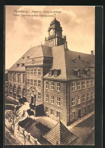 AK Flensburg, Blick auf die Auguste Viktoria-Schule, Stadt. Lyzeum