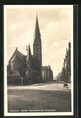AK Hannover, Sallstrasse, Nazarethkirche, Krausenstrasse