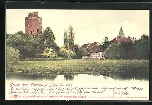 AK Lüchow, Ortspartie mit Turm