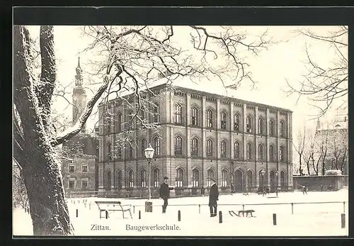 AK Zittau, Baugewerkschule im Winter