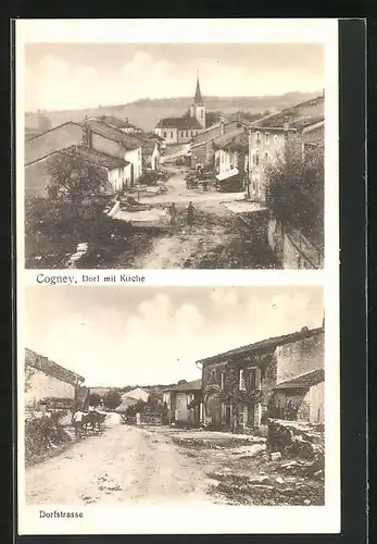 AK Gogney, Dorfstrasse und Kirche